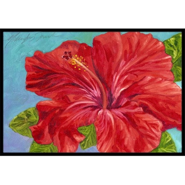 Carolines Treasures TMTR0319JMAT Red Hibiscus by Malenda Trick Indoor or Outdoor Mat; 24 x 36 TMTR0319JMAT - main